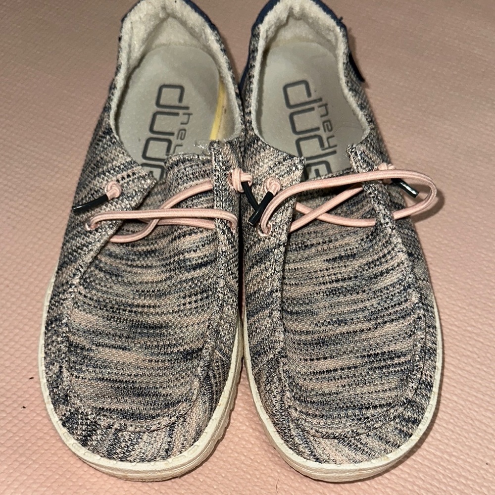 Hey Dude Pink and Gray Slip-On